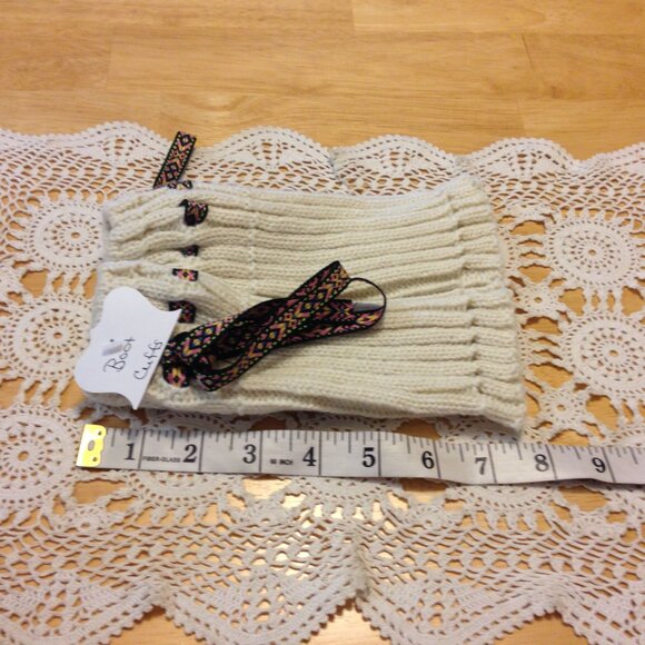 Boot Cuffs, knit with tie top, 7 1/2" total length - Picture 2 of 3